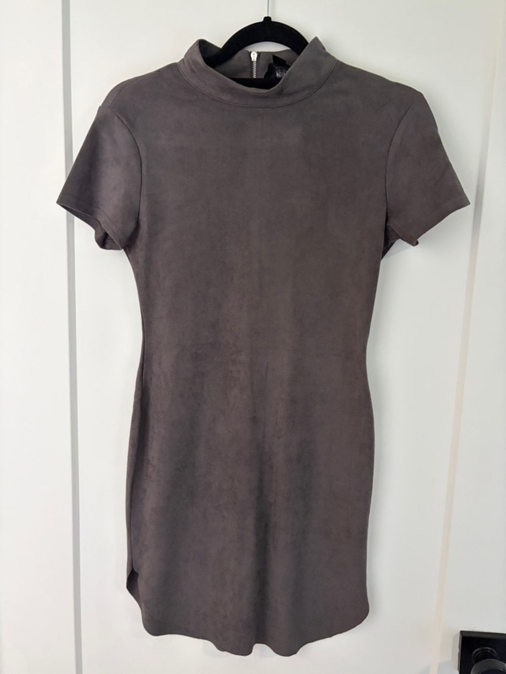 AX Paris Charcoal Gray Suede-Look Mini Dress
